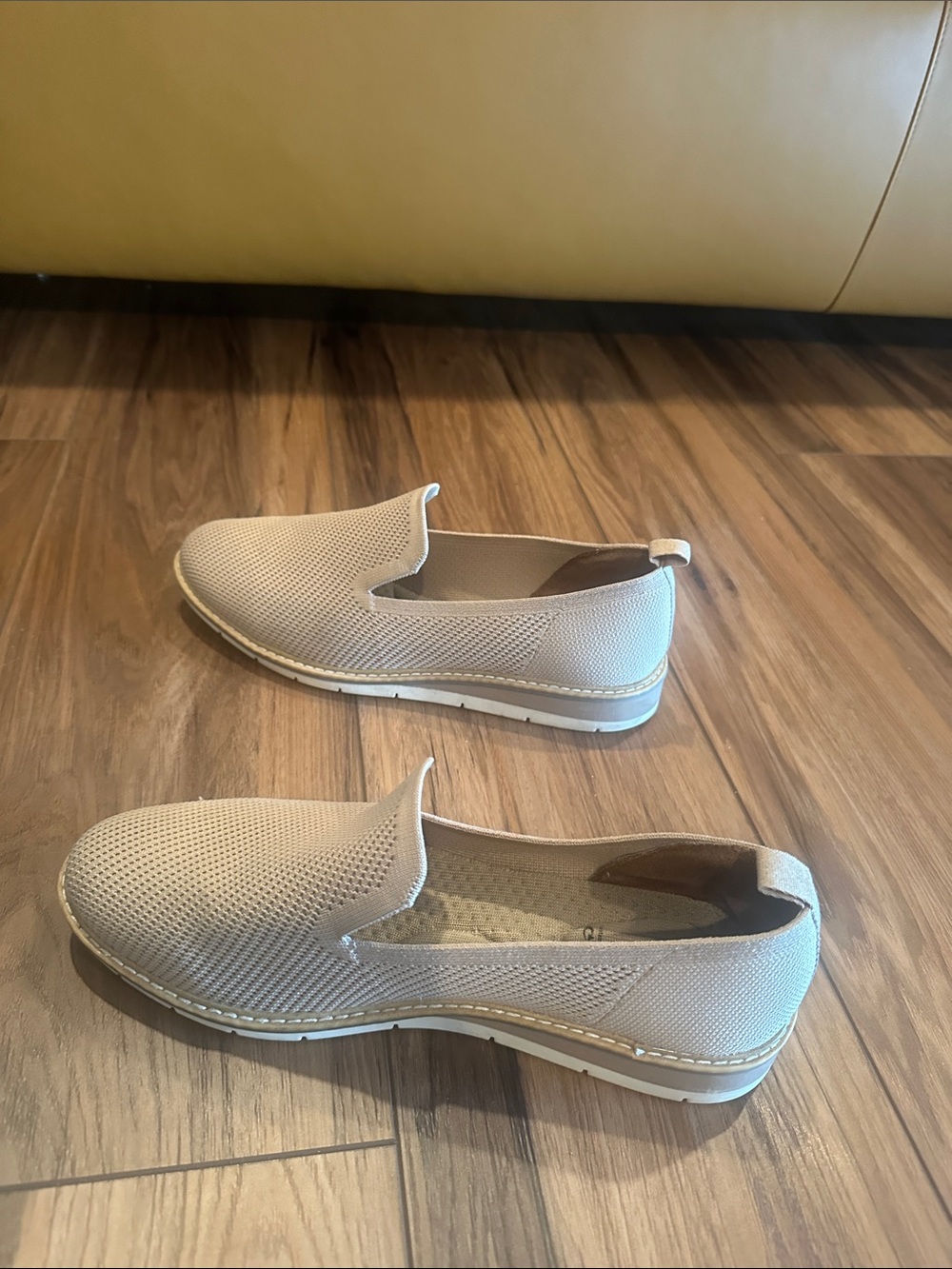 Women’s Slip-On Knit Casual Shoes in Beige - Picture 2 of 5